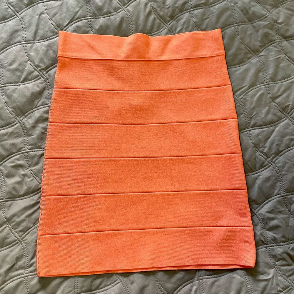 bebe Bandage Bodycon Skirt (Coral, XL)